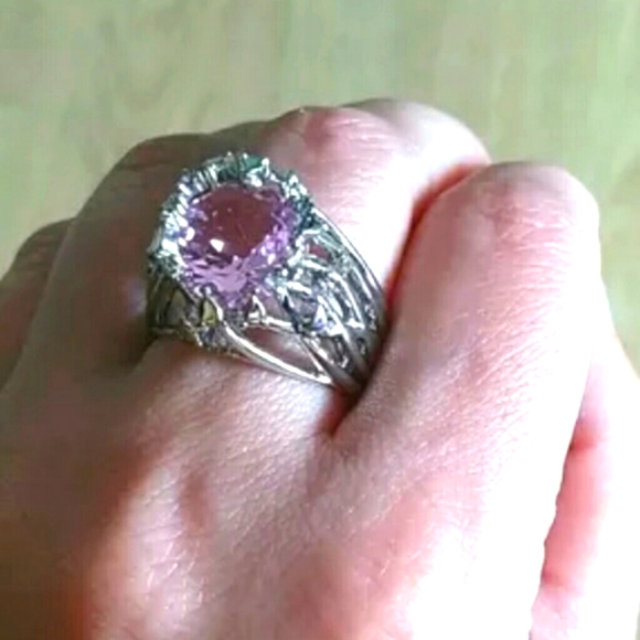 925 Sterling Silver Pink Ring - Picture 5 of 5